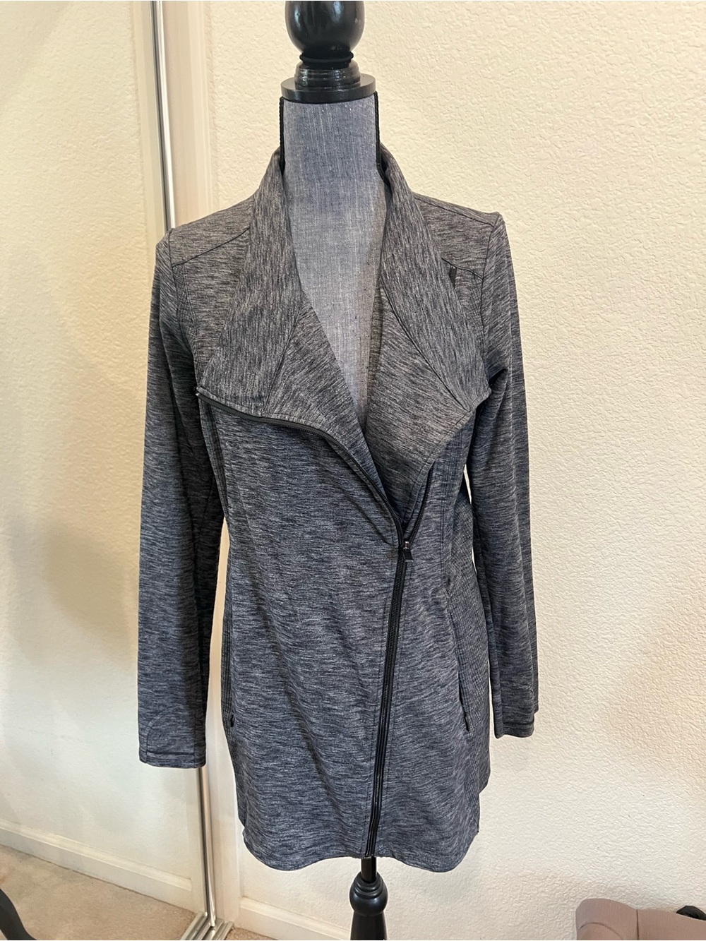 Athleta Heather Charcoal Asymmetrical Zip Jacket